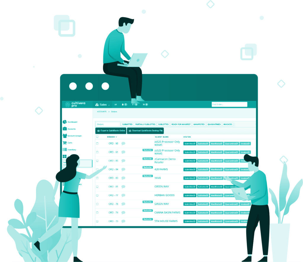 three people work on a giant screen running cultivera pro