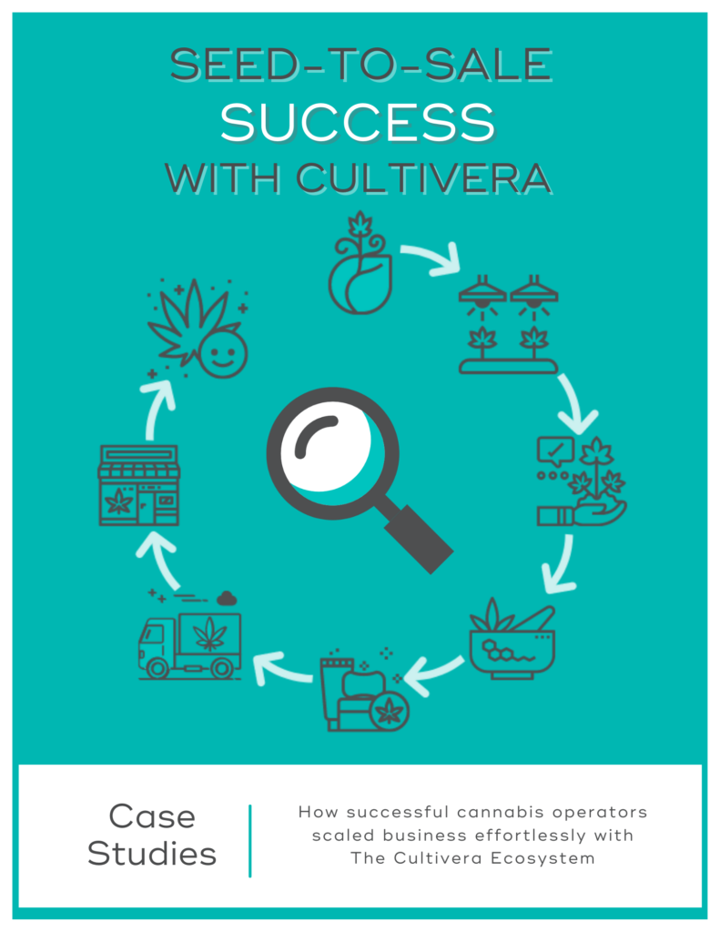 teal and white cover of Cultivera's "Traceability Success From Seed To Sale" case studies