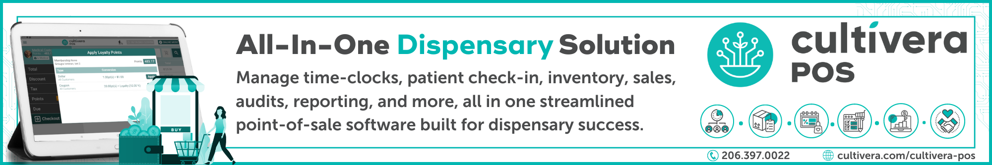 all-in-one dispensary solution banner for cultivera pos dispensary software