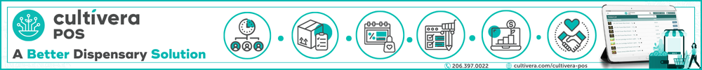 teal and white banner representing Cultivera POS dispensary software solution features