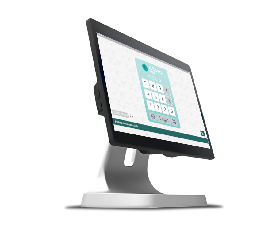 Cultivera POS software on point-of-sale dispensary hardware