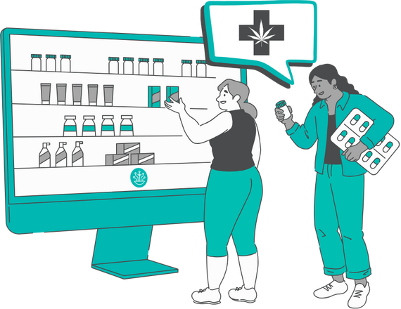 teal and grey illustration representing purchasers shopping for washington doh compliant products